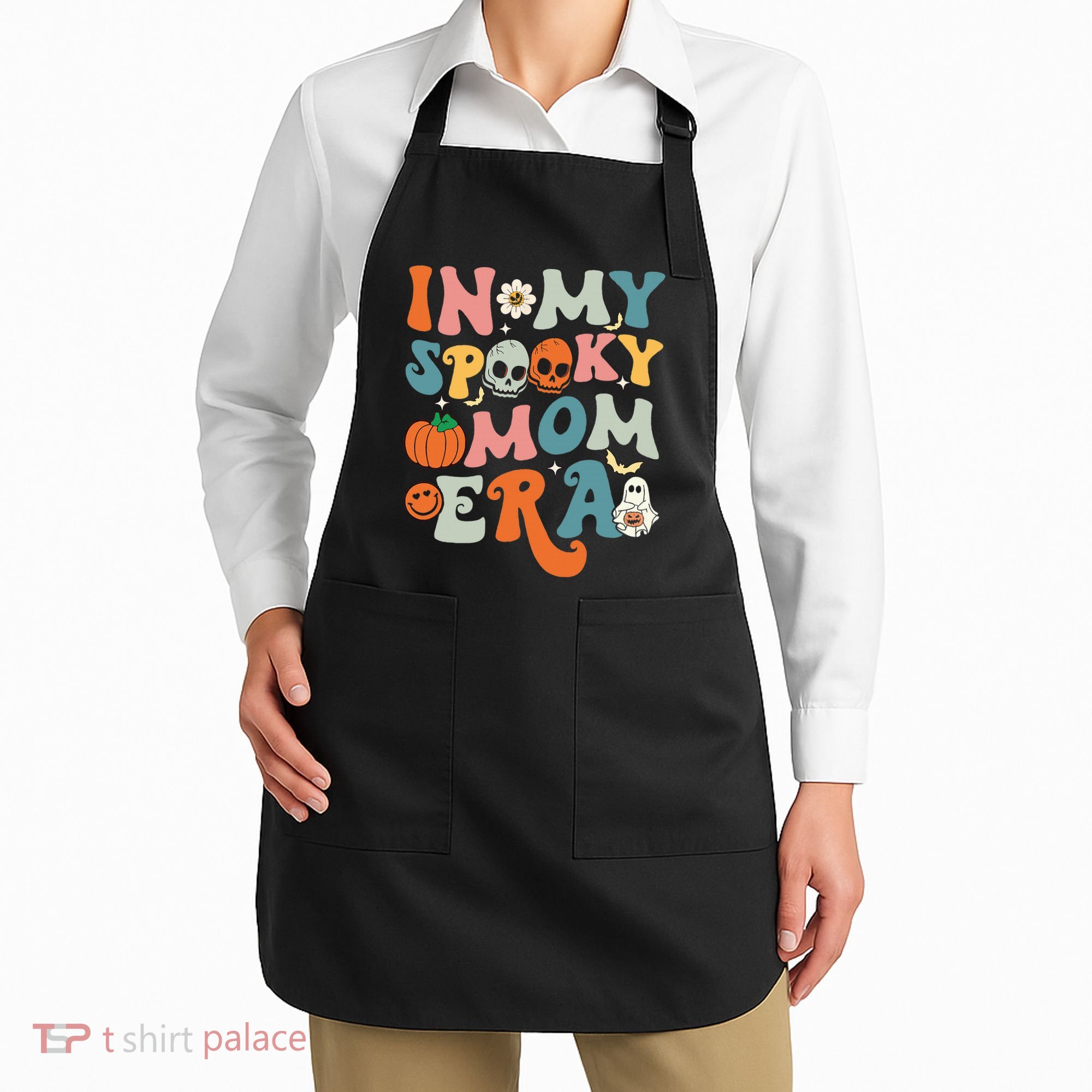 In My Spooky Mom Era Funny Halloween Groovy Apron