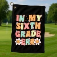 In My Sixth Grade Era Cute Groovy 6th Grade Back To School Gift Golf Towel thumb 1