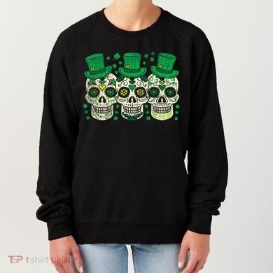 Irish Mexican Sugar Skull Leprechauns Cool St Patricks Day Women's Sweatshirt