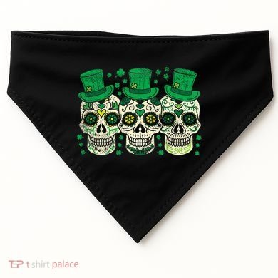 Irish Mexican Sugar Skull Leprechauns Cool St Patricks Day USA-Made Doggie Bandana