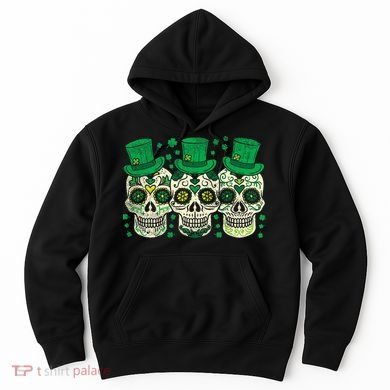 Irish Mexican Sugar Skull Leprechauns Cool St Patricks Day Hoodie