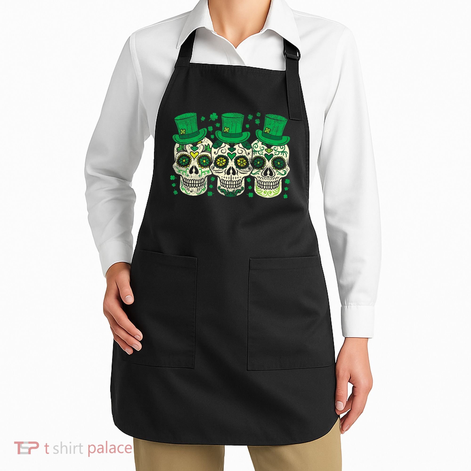 Irish Mexican Sugar Skull Leprechauns Cool St Patricks Day Apron