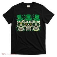Irish Mexican Sugar Skull Leprechauns Cool St Patricks Day T-Shirt thumb 0