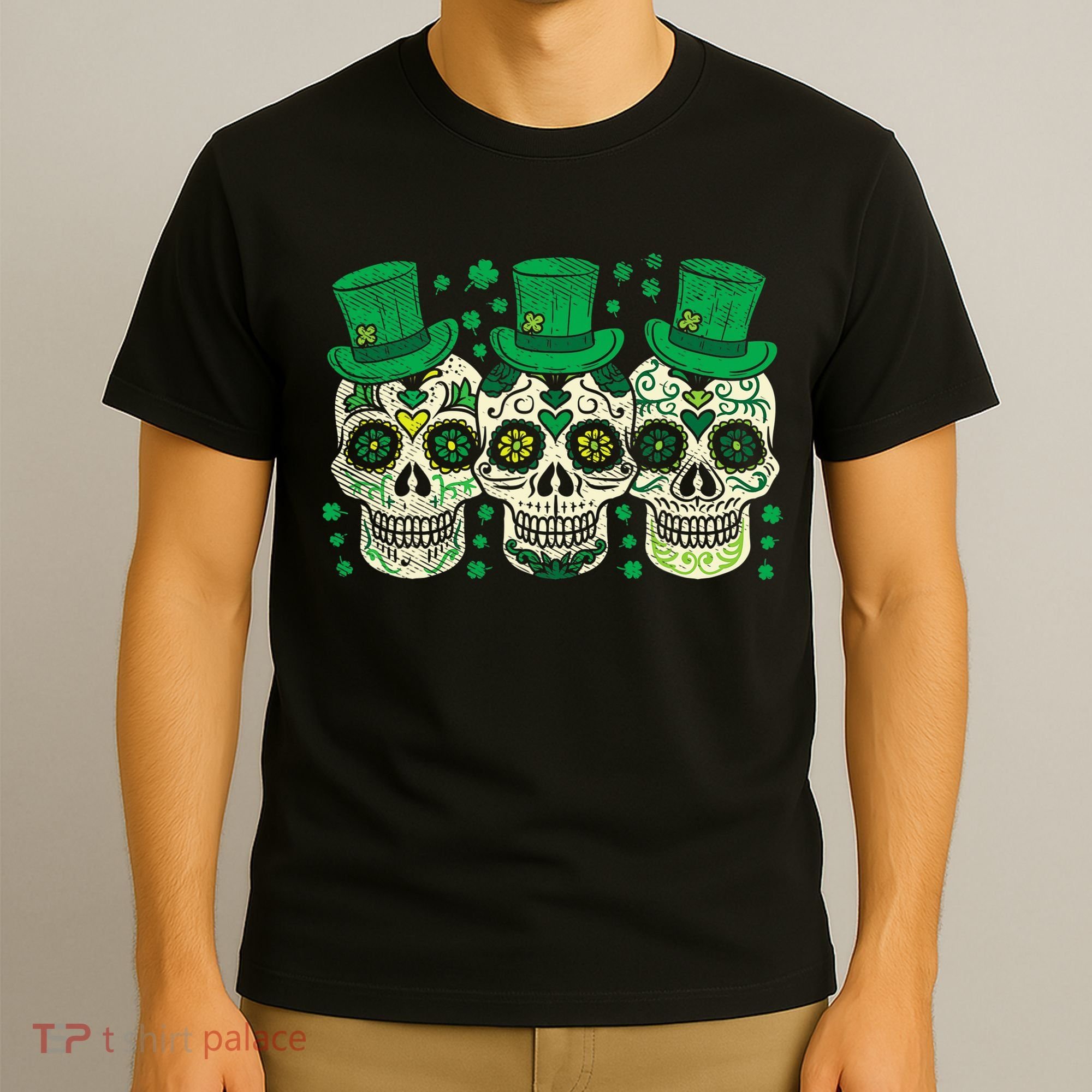 Irish Mexican Sugar Skull Leprechauns Cool St Patricks Day T-Shirt