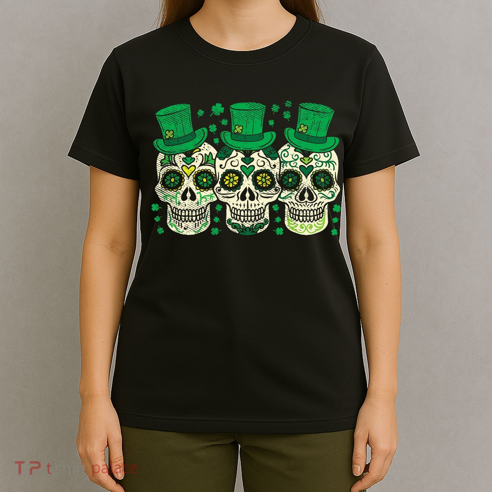 Irish Mexican Sugar Skull Leprechauns Cool St Patricks Day T-Shirt
