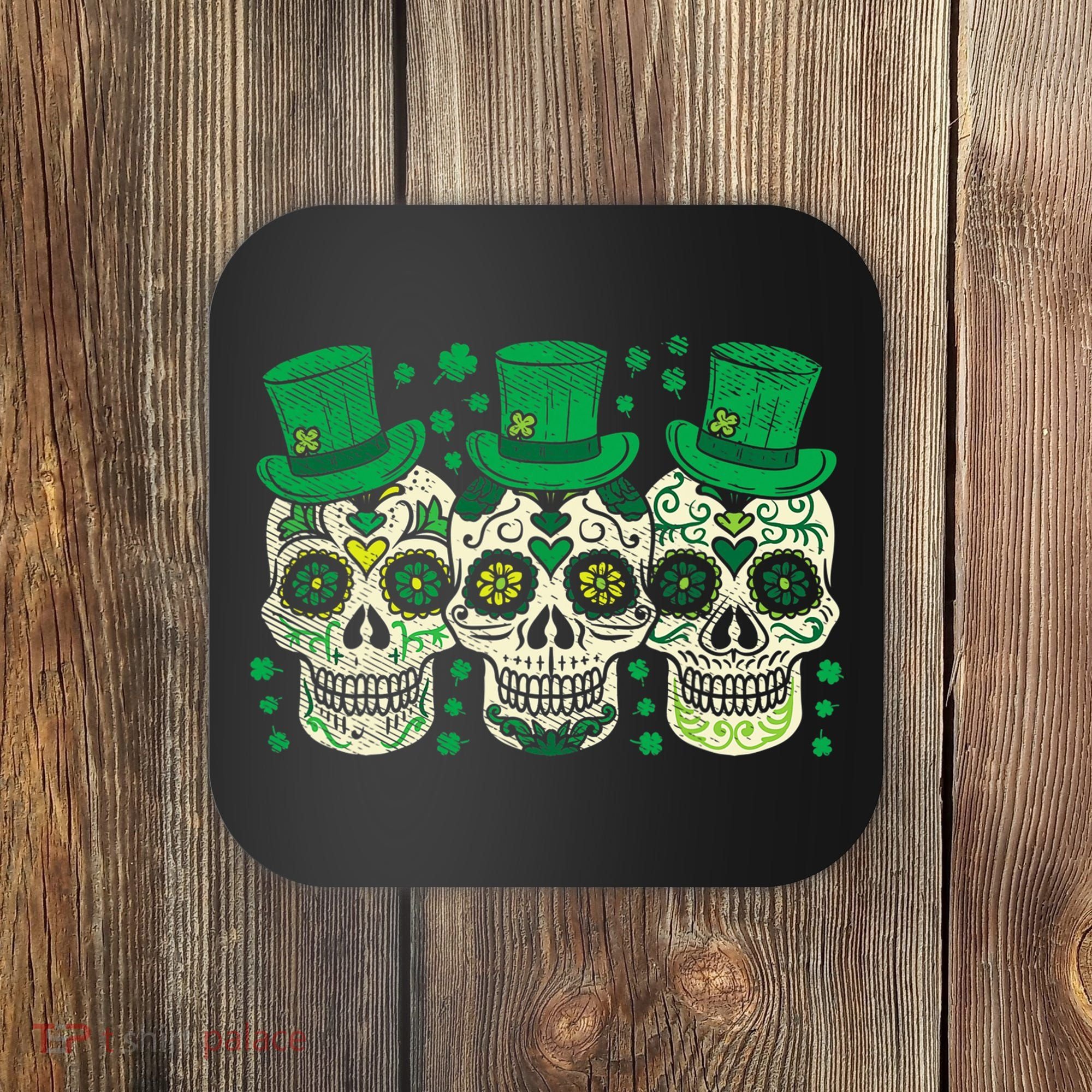 Irish Mexican Sugar Skull Leprechauns Cool St Patricks Day Coaster