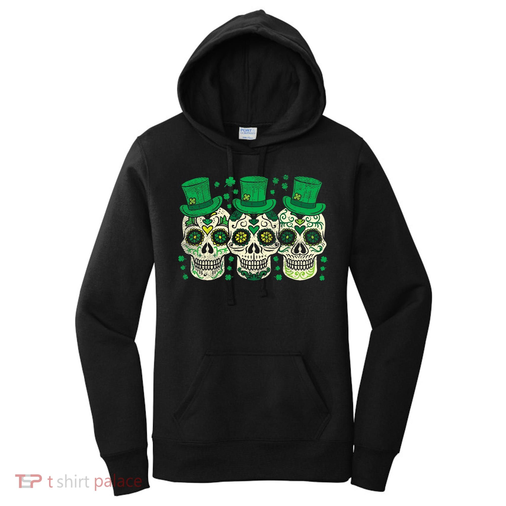 Irish Mexican Sugar Skull Leprechauns Cool St Patricks Day Women's Hoodie