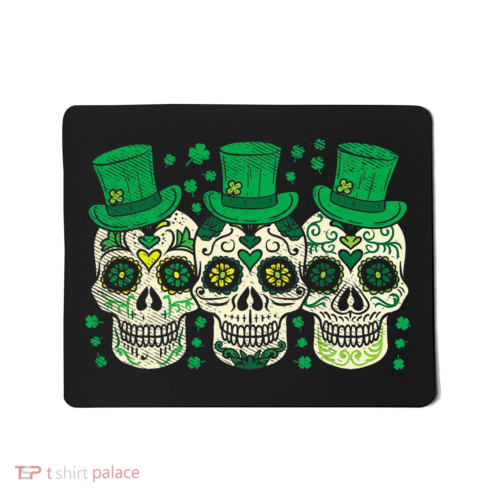 Irish Mexican Sugar Skull Leprechauns Cool St Patricks Day Mousepad