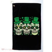 Irish Mexican Sugar Skull Leprechauns Cool St Patricks Day Golf Towel thumb 0