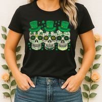 Irish Mexican Sugar Skull Leprechauns Cool St Patricks Day Women's T-Shirt thumb 2