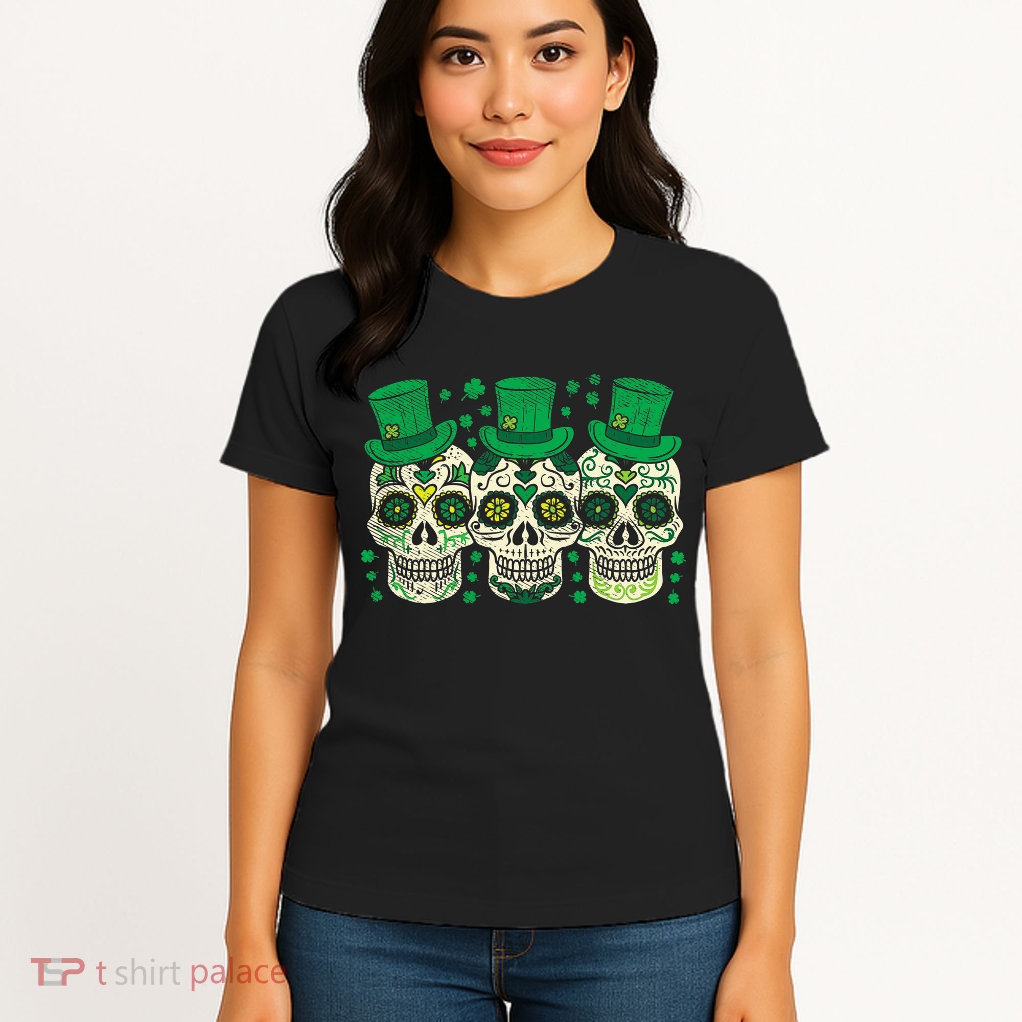 Irish Mexican Sugar Skull Leprechauns Cool St Patricks Day Women's T-Shirt