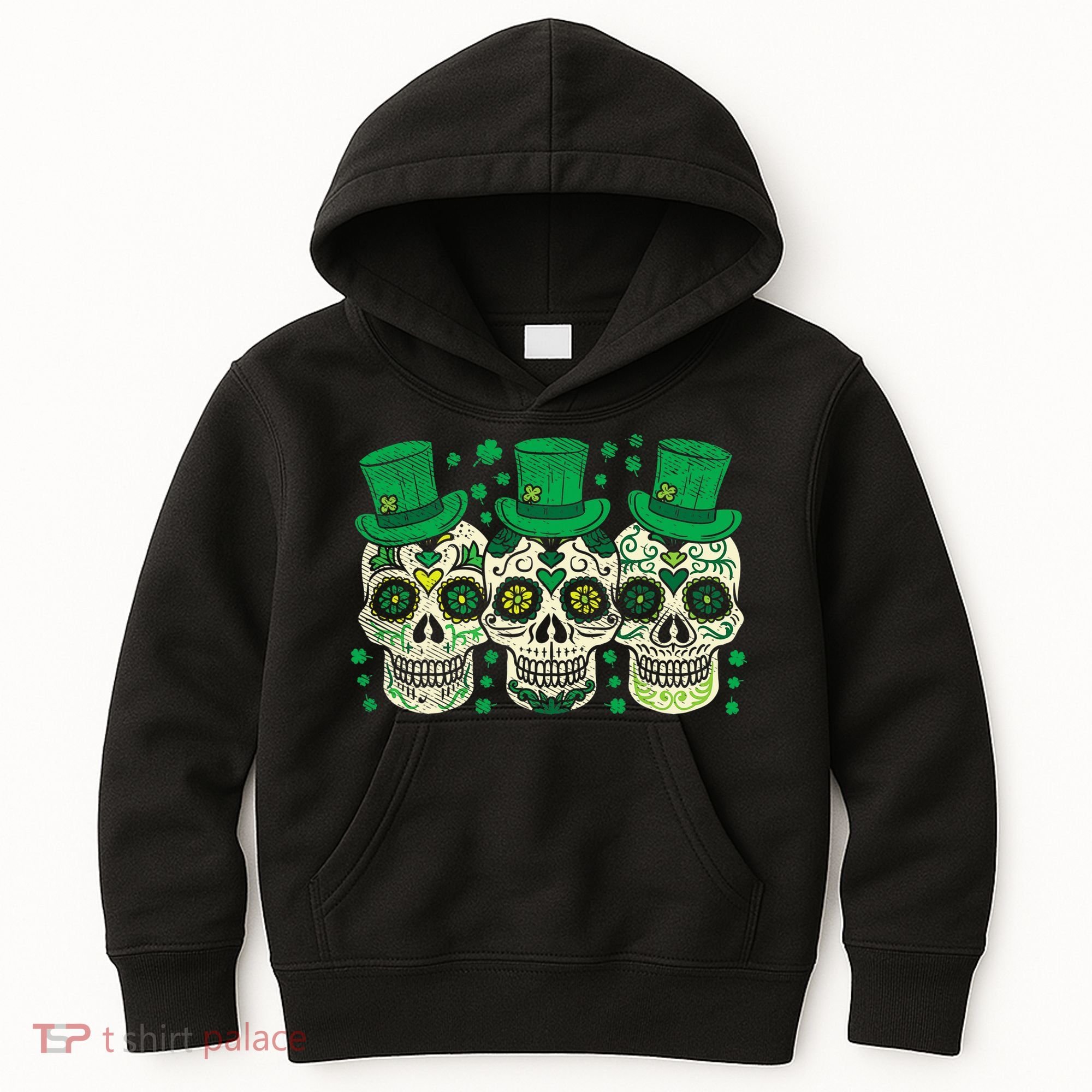 Irish Mexican Sugar Skull Leprechauns Cool St Patricks Day Kids Hoodie