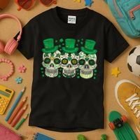 Irish Mexican Sugar Skull Leprechauns Cool St Patricks Day Kids T-Shirt thumb 3
