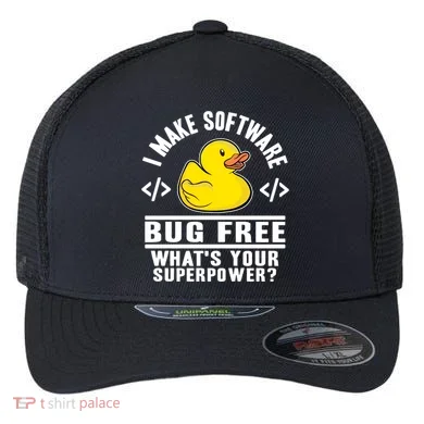 I Make Software Bug Free Programmer Debugging Rubber Duck Gift Flexfit Unipanel Trucker Cap