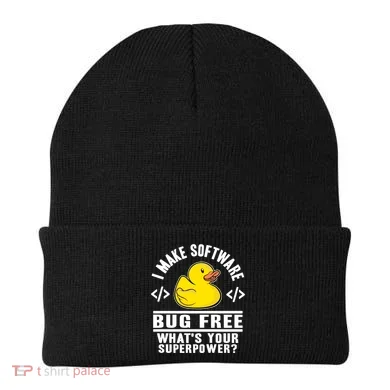 I Make Software Bug Free Programmer Debugging Rubber Duck Gift Beanie