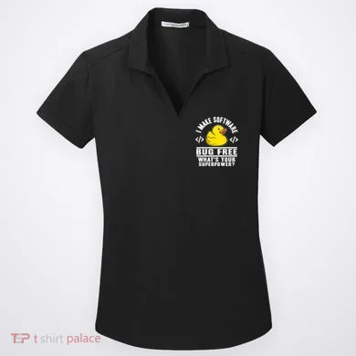 I Make Software Bug Free Programmer Debugging Rubber Duck Gift Women's Dry Zone Grid Polo