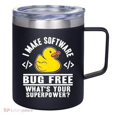 I Make Software Bug Free Programmer Debugging Rubber Duck Gift 12oz Stainless Steel Coffee Mug