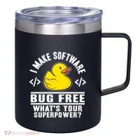 I Make Software Bug Free Programmer Debugging Rubber Duck Gift 12oz Stainless Steel Coffee Mug thumb 0