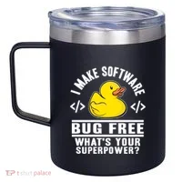 I Make Software Bug Free Programmer Debugging Rubber Duck Gift 12oz Stainless Steel Coffee Mug thumb 2