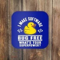 I Make Software Bug Free Programmer Debugging Rubber Duck Gift Coaster thumb 0
