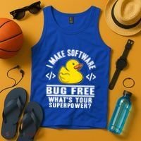 I Make Software Bug Free Programmer Debugging Rubber Duck Gift Tank Top thumb 4