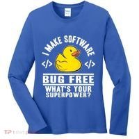 I Make Software Bug Free Programmer Debugging Rubber Duck Gift Women's Long Sleeve Shirt thumb 0