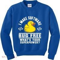 I Make Software Bug Free Programmer Debugging Rubber Duck Gift Kids Sweatshirt thumb 0