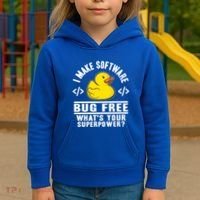 I Make Software Bug Free Programmer Debugging Rubber Duck Gift Kids Hoodie thumb 3