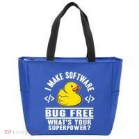 I Make Software Bug Free Programmer Debugging Rubber Duck Gift Tote Bag thumb 0