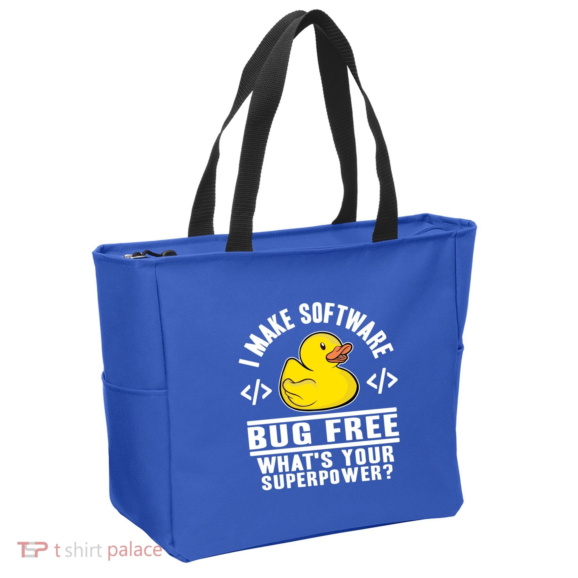 I Make Software Bug Free Programmer Debugging Rubber Duck Gift Tote Bag