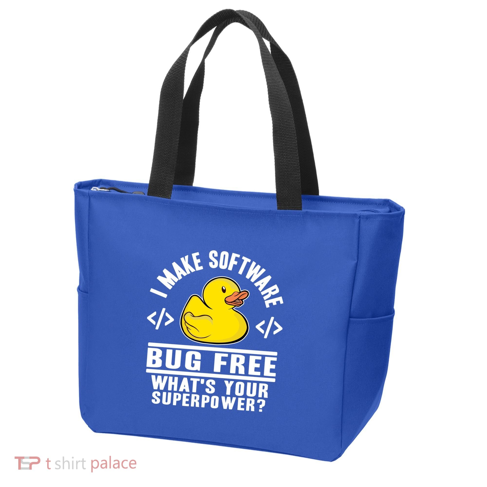 I Make Software Bug Free Programmer Debugging Rubber Duck Gift Tote Bag