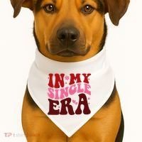 In My Single Era Anti Valentine Groovy USA-Made Doggie Bandana thumb 1