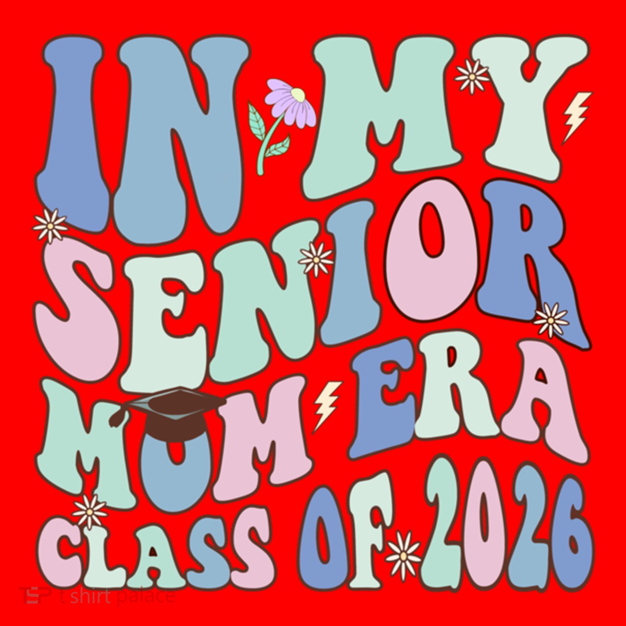 In My Senior Mom Era Class Of 2026 Graduate Retro Groovy Gift Santa Hat