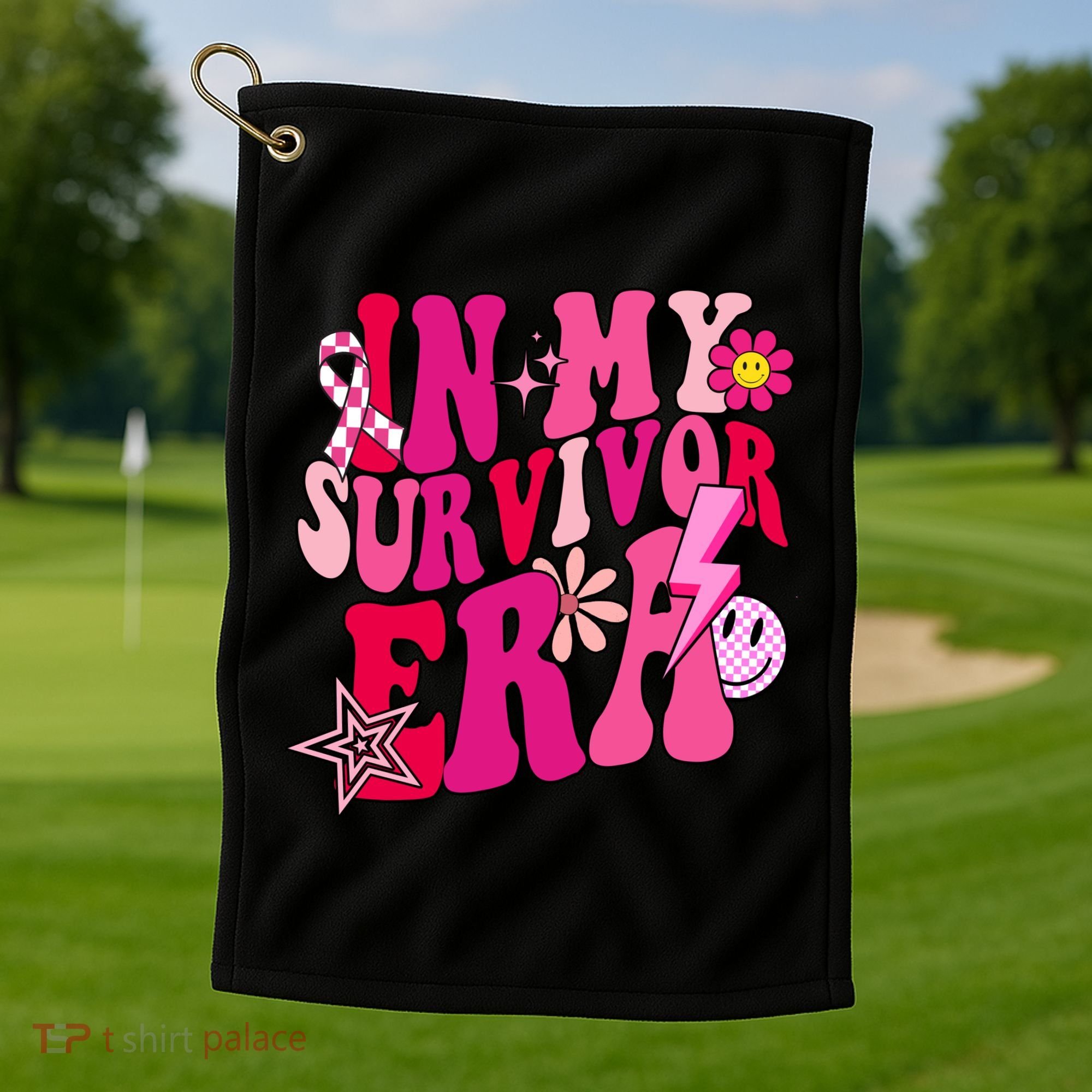 In My Survivor Era Breast Cancer Awareness Golf Towel