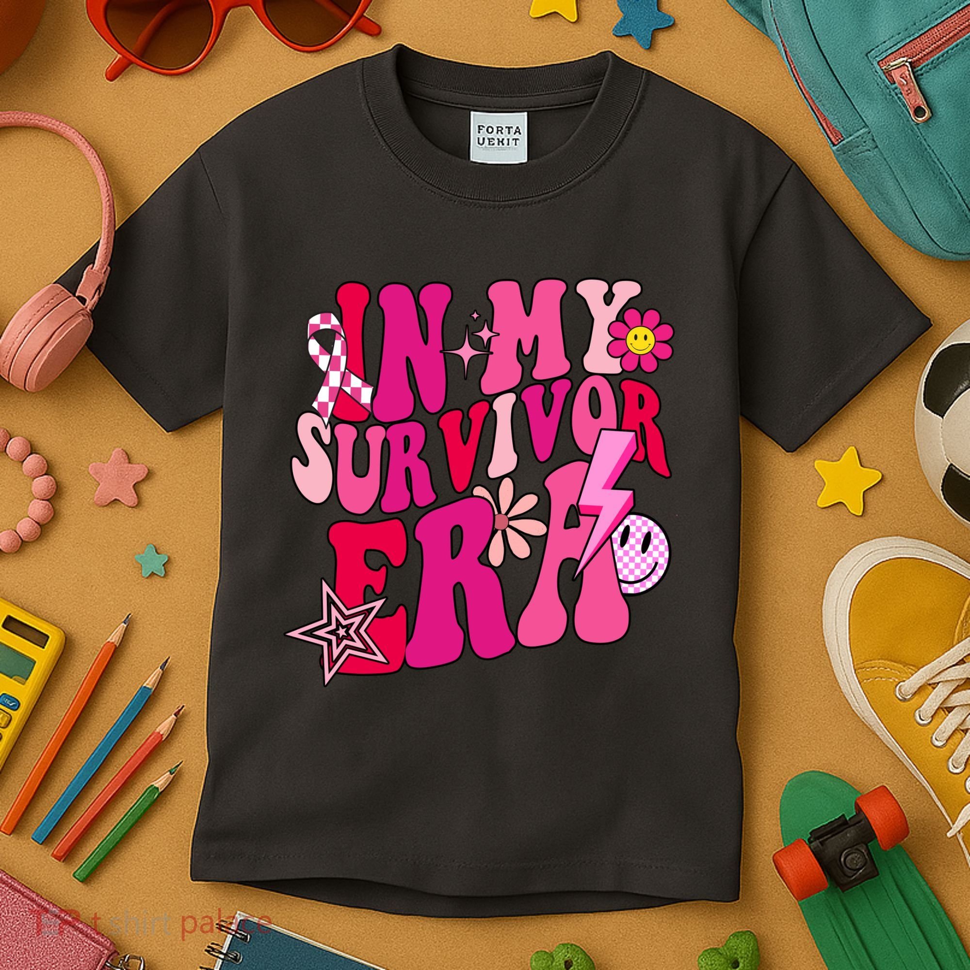 In My Survivor Era Breast Cancer Awareness Kids T-Shirt