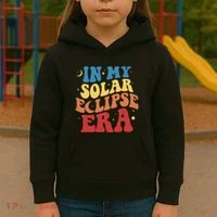 In My Solar Eclipse Era Groovy Retro Kids Hoodie thumb 3