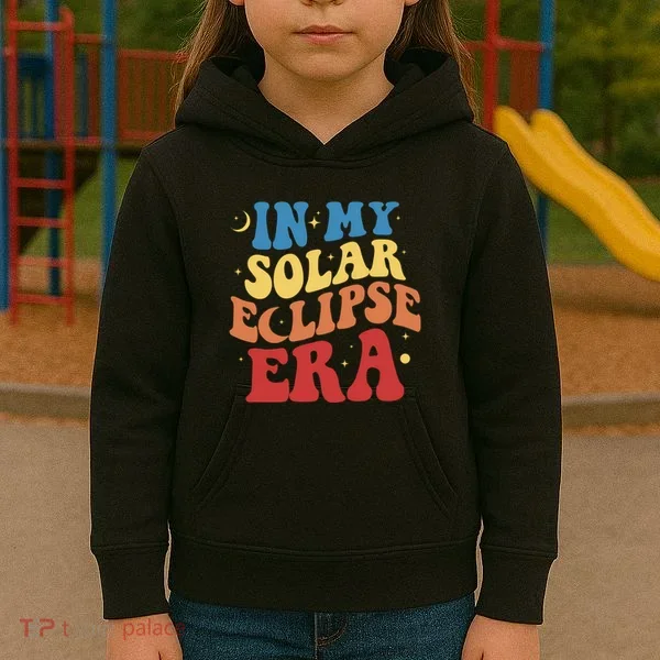 In My Solar Eclipse Era Groovy Retro Kids Hoodie