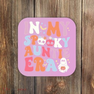 In My Spooky Auntie Era Halloween Groovy Witchy Spooky Aunt Coaster