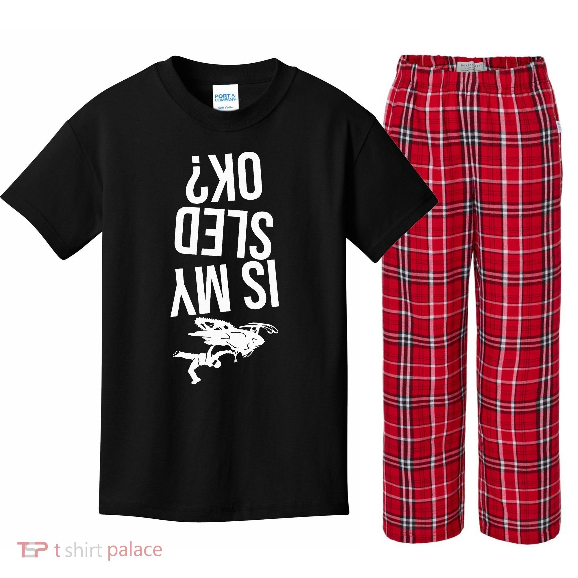 Is My Sled Ok Snowmobile Kids Plaid Pajama Set