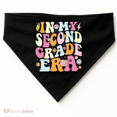 In My Second Grade Era 2nd Grade Teacher Groovy Retro USA-Made Doggie Bandana