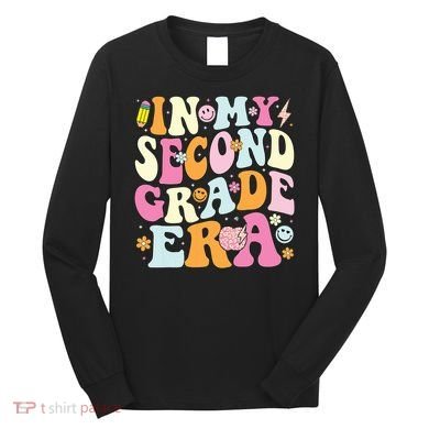 In My Second Grade Era 2nd Grade Teacher Groovy Retro Long Sleeve Shirt
