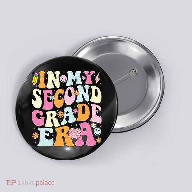 In My Second Grade Era 2nd Grade Teacher Groovy Retro Button
