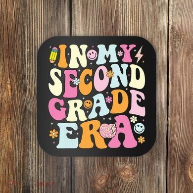 In My Second Grade Era 2nd Grade Teacher Groovy Retro Coaster