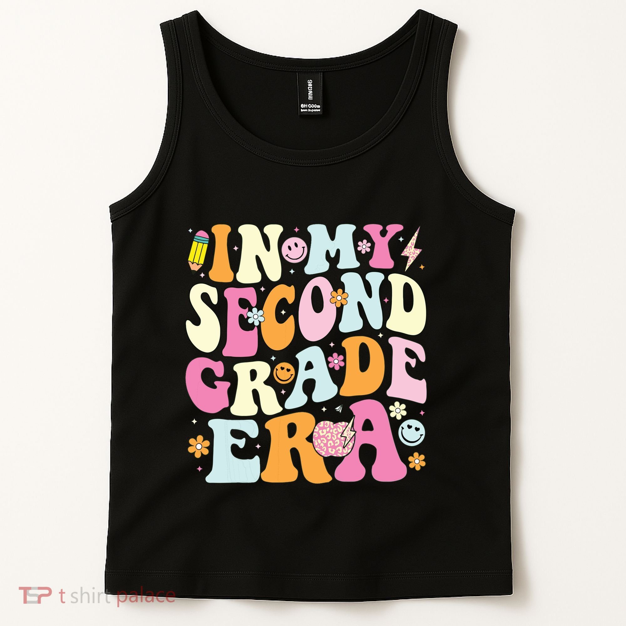 In My Second Grade Era 2nd Grade Teacher Groovy Retro Tank Top