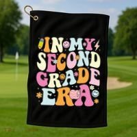 In My Second Grade Era 2nd Grade Teacher Groovy Retro Golf Towel thumb 1