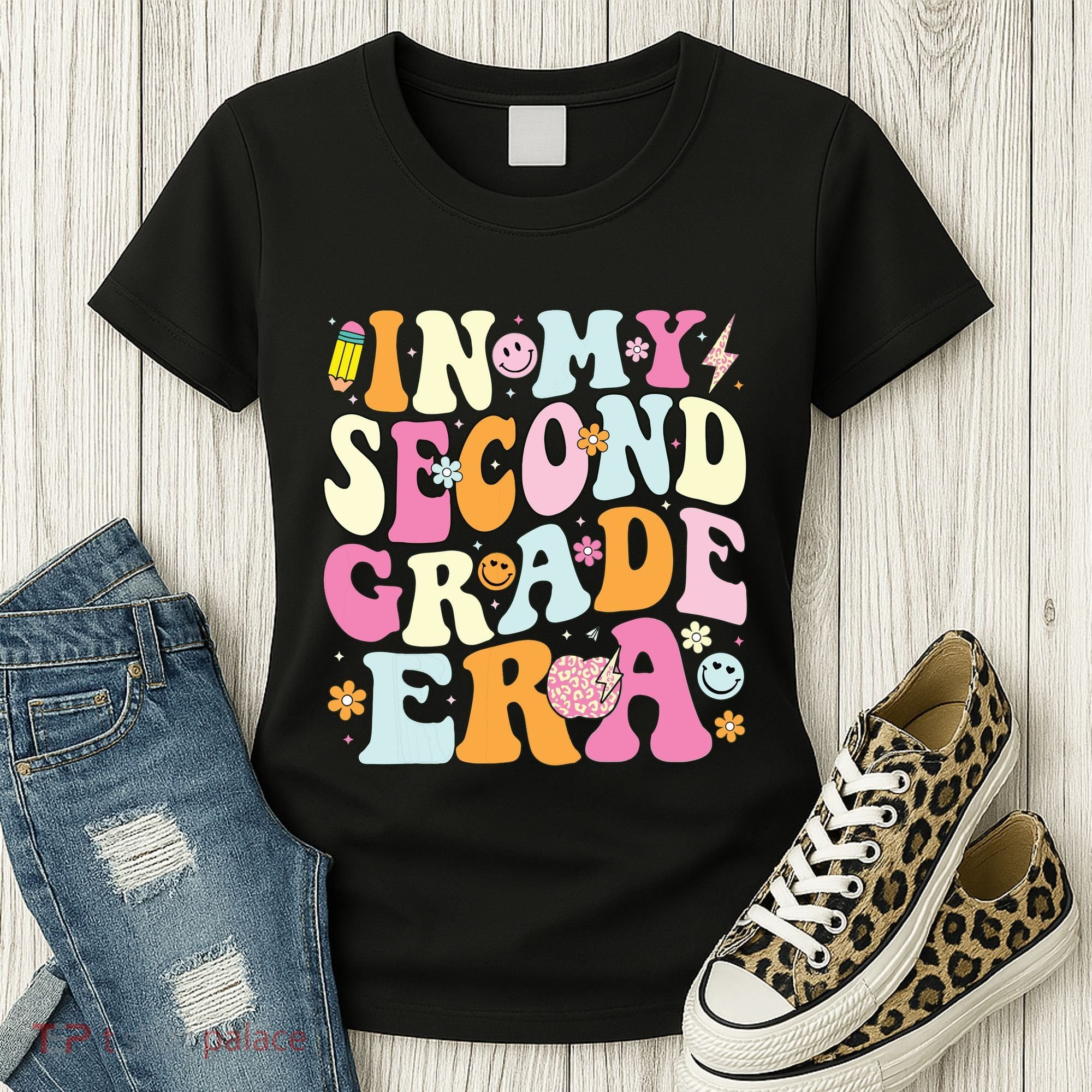 In My Second Grade Era 2nd Grade Teacher Groovy Retro Women's T-Shirt