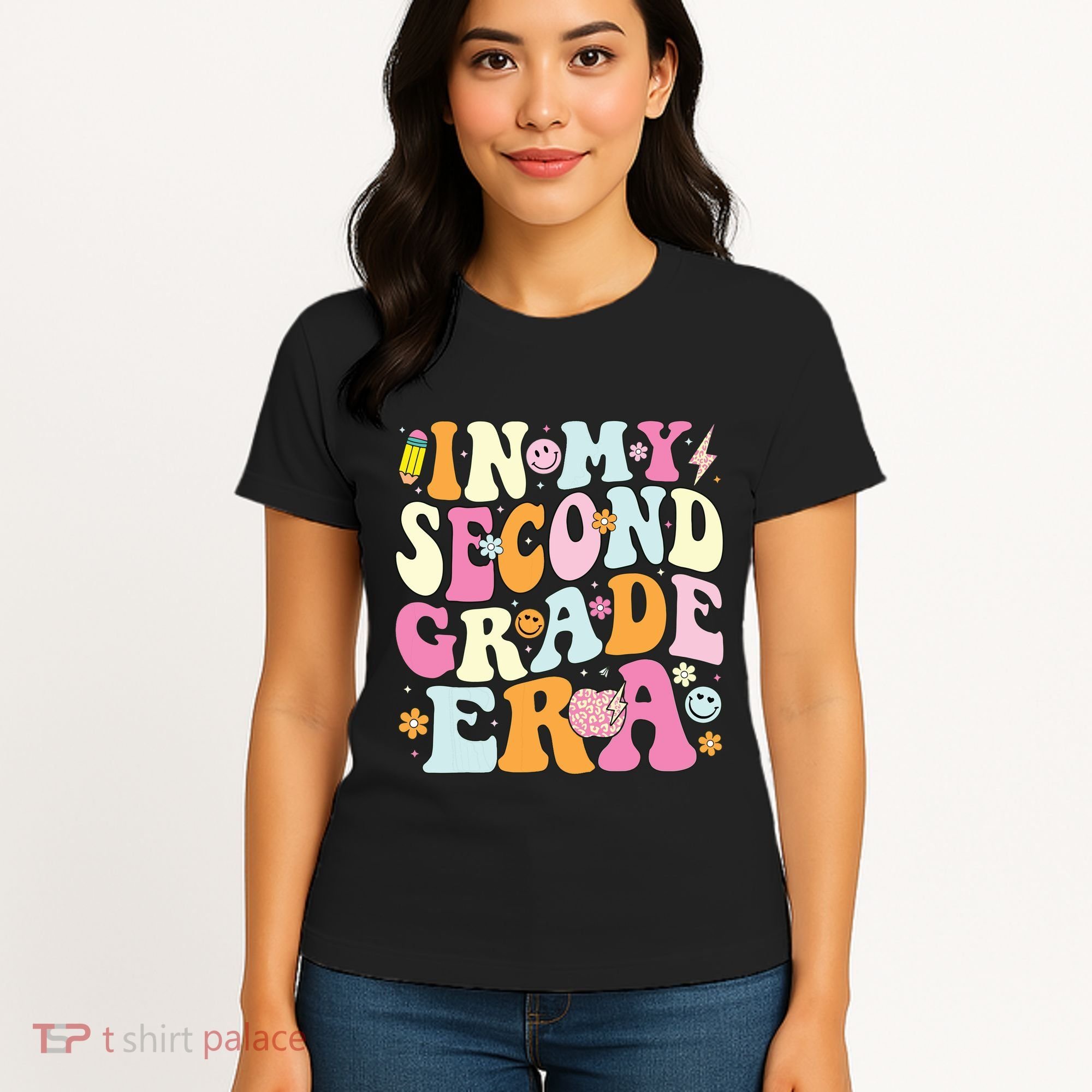 In My Second Grade Era 2nd Grade Teacher Groovy Retro Women's T-Shirt