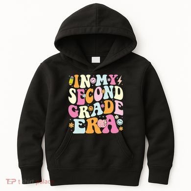 In My Second Grade Era 2nd Grade Teacher Groovy Retro Kids Hoodie