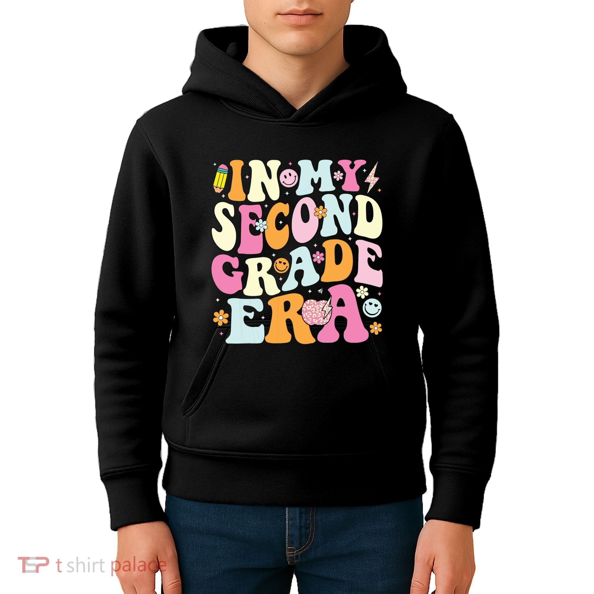 In My Second Grade Era 2nd Grade Teacher Groovy Retro Kids Hoodie