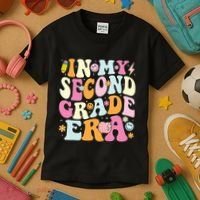 In My Second Grade Era 2nd Grade Teacher Groovy Retro Kids T-Shirt thumb 3